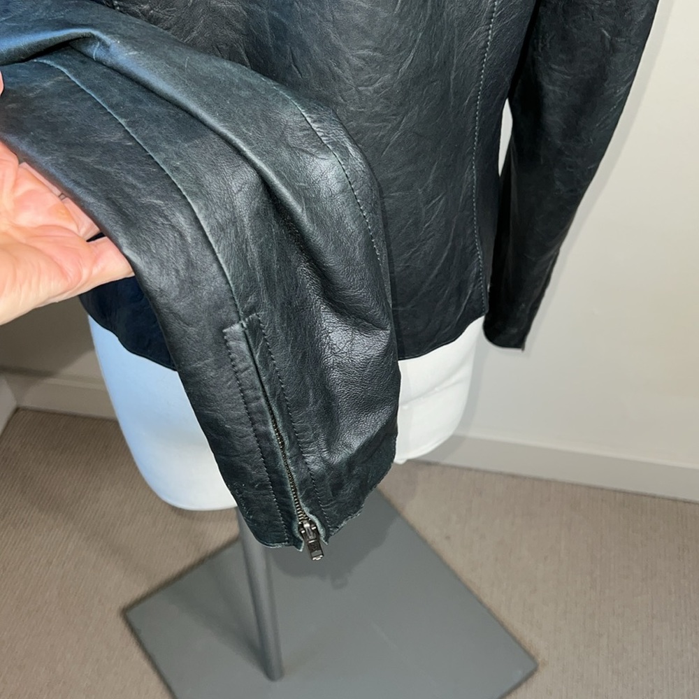 Euc Gap Black Leather Jacket Medium - image 3